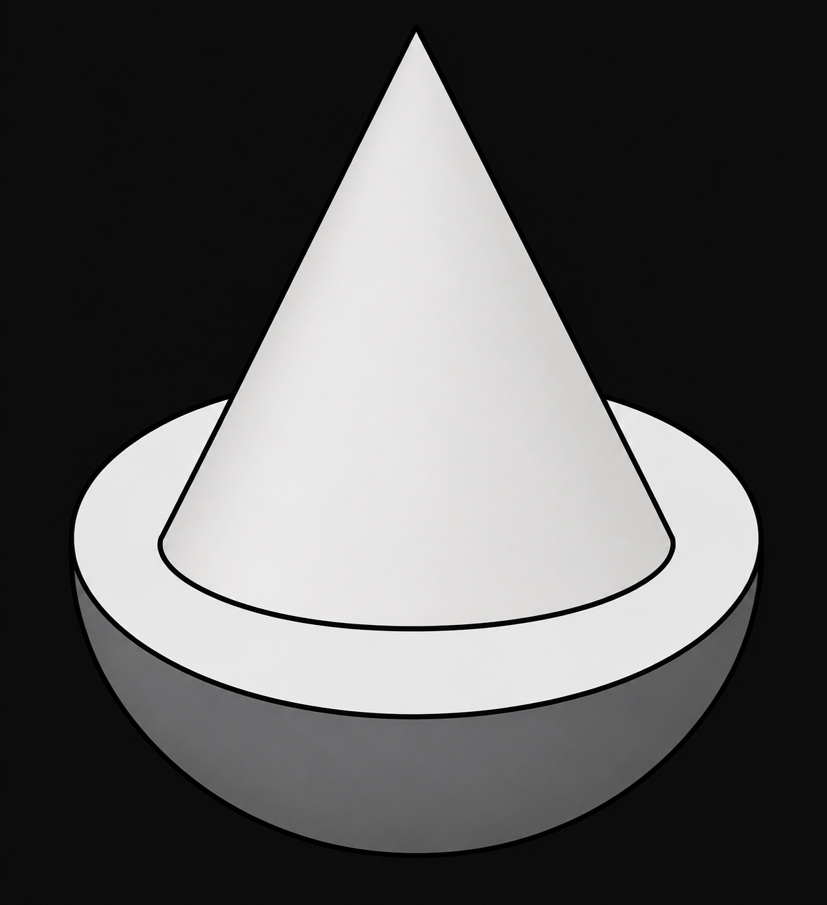 Kegel und Halbkugel als geometrische Form.